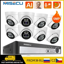 MISECU 5MP POE Security Camera System Smart AI Dome Camera Two-way Audio Record Full Color Night CCTV Video Surveillance Kit P2P