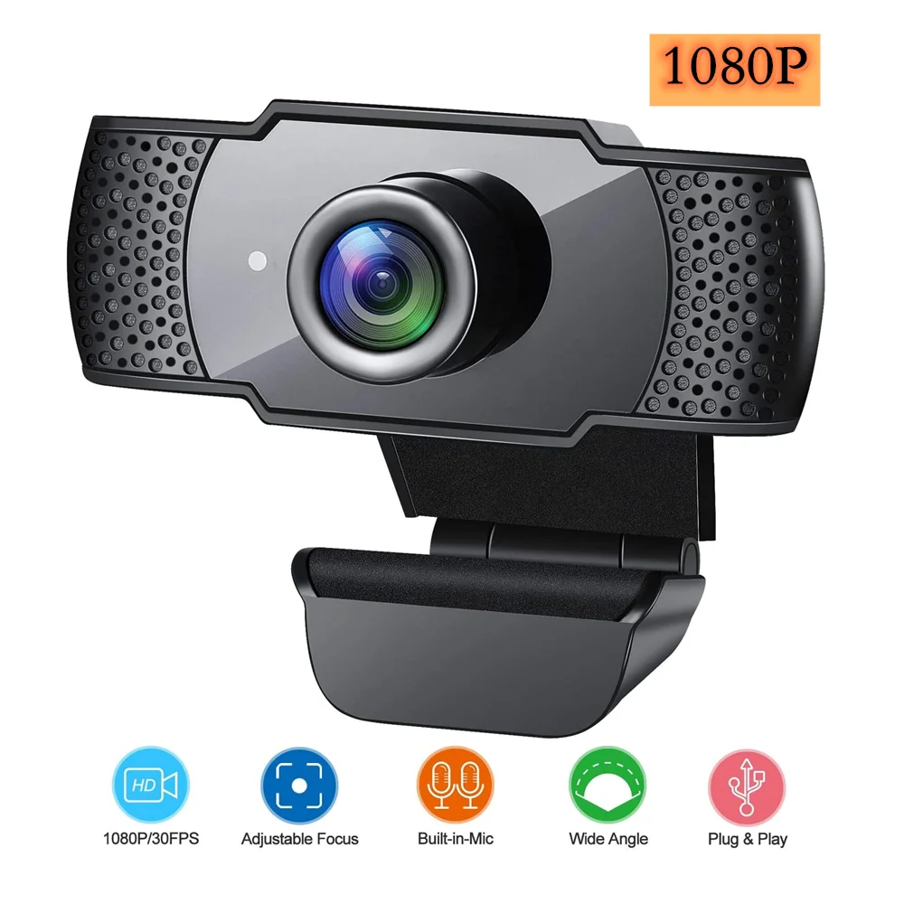 

HD 1080P Webcam with Microphone Auto Focus Video Record WebCamera for PC Gamer Streaming YouTube Conference Work