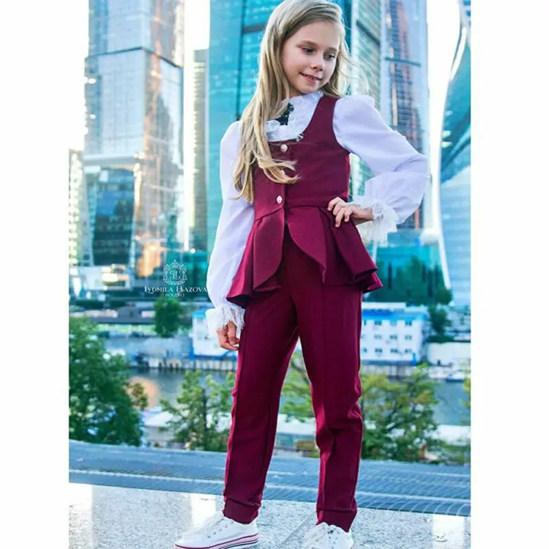 

Baby Spring Autumn Fashion Cute Infant Girl Kid Lace Gentleman Party Formal Suit Autumn Clothes 2-7Y Top