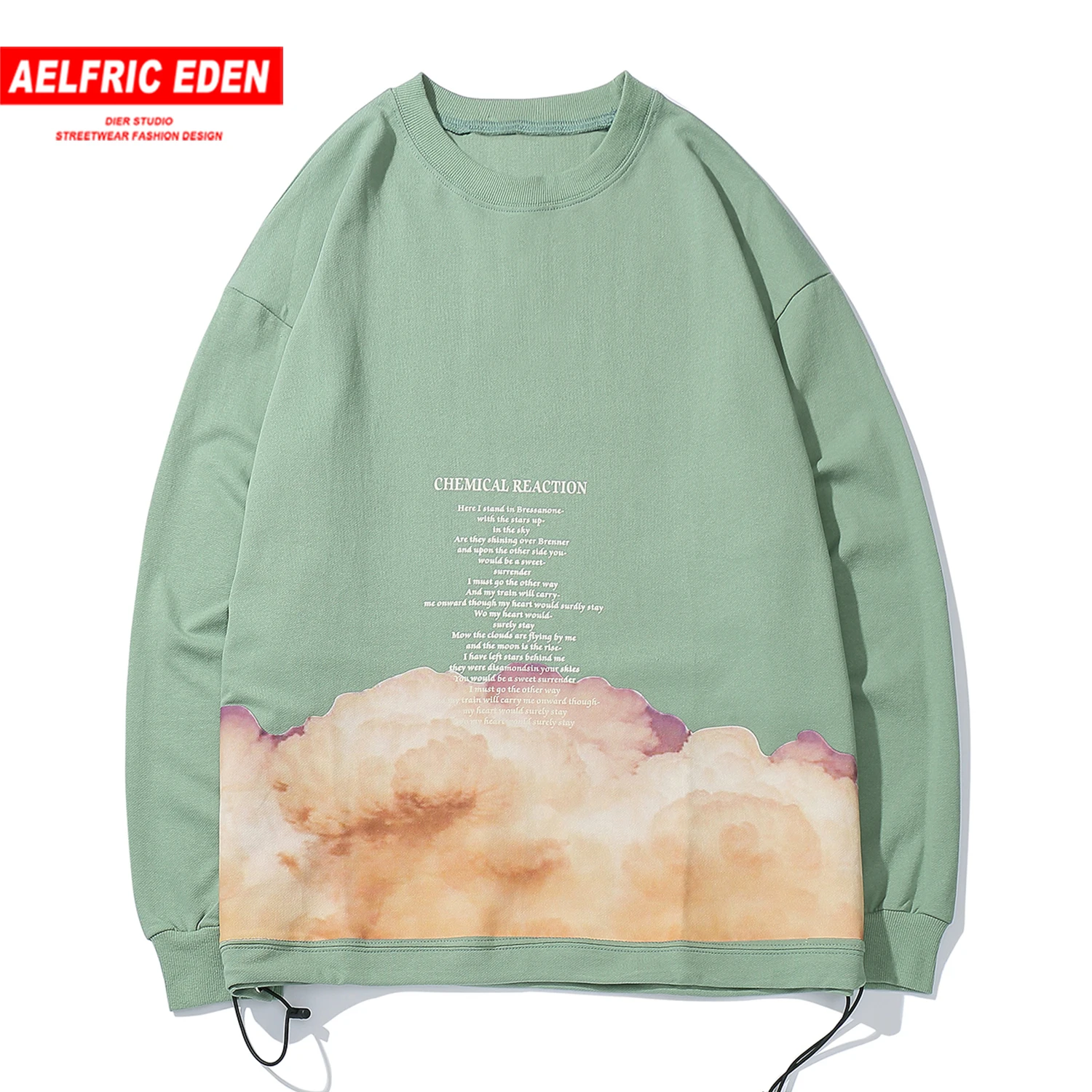 Aelfric Eden Sky/толстовки с рисунком облака; осенний Повседневный хлопковый пуловер в стиле Харадзюку; модная уличная одежда в стиле хип-хоп с длинными рукавами