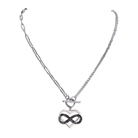stainless steel crystal infinite loop symbol necklace women silver color love heart chain necklaces jewelry collier n4810s06