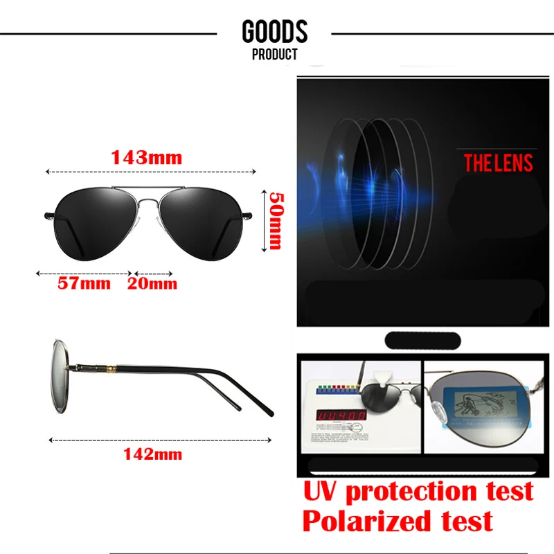 Мужские Солнцезащитные очки-авиаторы высококачественные поляризационные очки в