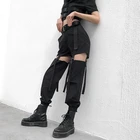 Женские брюки-карго с высокой талией, тренировочные штаны в стиле хип-хоп, тренировочные штаны в уличном стиле с пряжкой, регулируемые брюки с вырезами, 2021