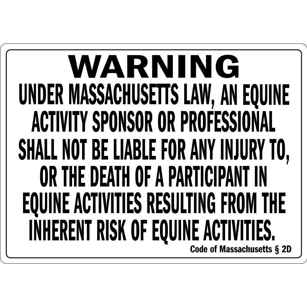 

SLALL Under Massachusetts Law an Equine Activity Retro Street Sign Household Metal Tin Sign Bar Cafe Car Motorcycle Garage Decor