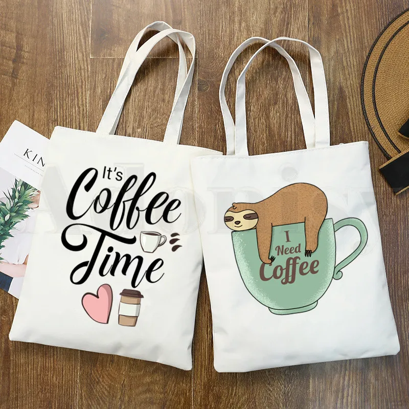 

Ok But First Coffee Time Graphic Fashion Handbags Shoulder Bags Casual Shopping Girls Handbag Women Elegant Canvas Bag