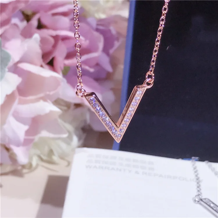 Новинка 2017 модное ожерелье-чокер звеньевая цепь ожерелье с V-образным цирконием