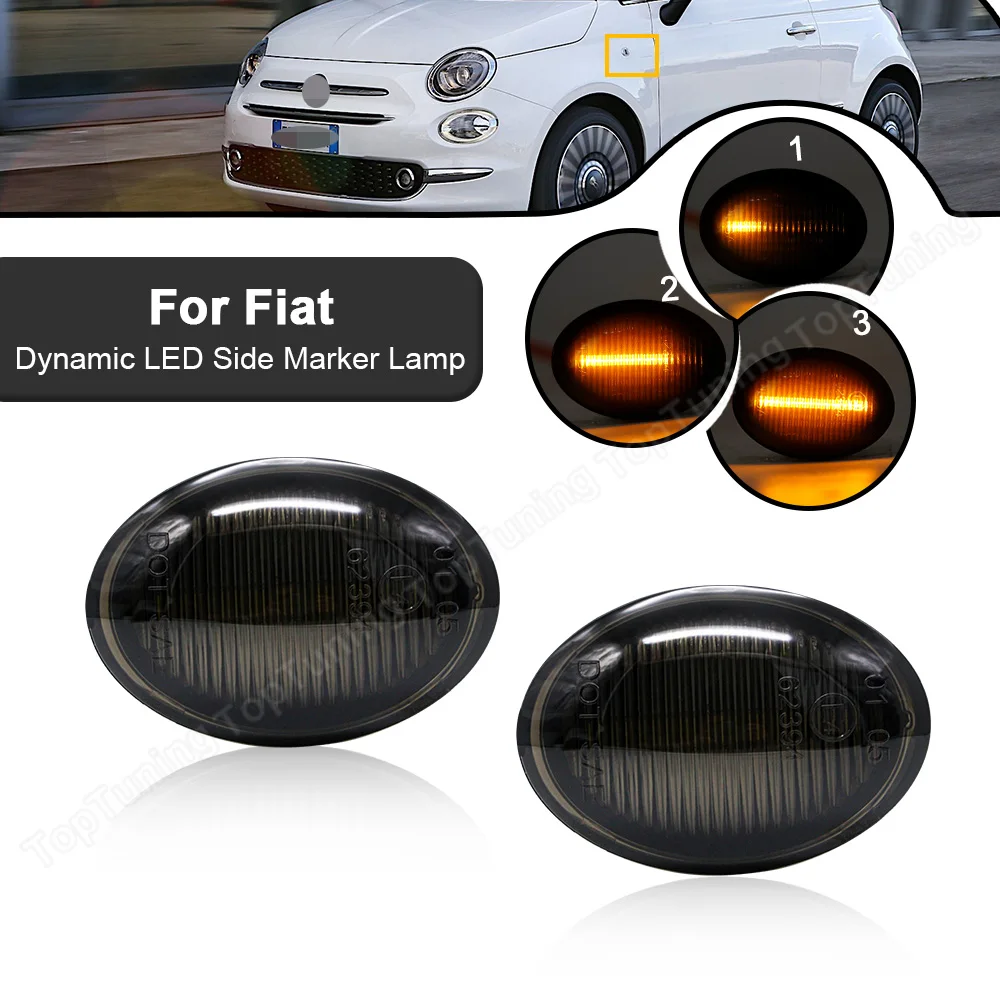 

2x Dynamic LED Side Marker Lights Flowing Turn Signal Light Blinker For Fiat 500 2015 2016 2017 2018 2019 2020