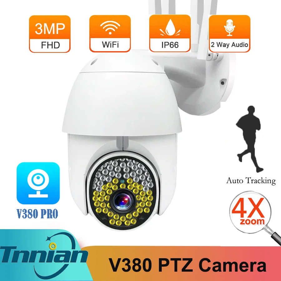 

3MP PZT Wi-Fi Камера 1080P купол Камера IP Камера PTZ Камера Wi-Fi безопасности Водонепроницаемый ИК Ночное 79 светильники наружного наблюдения камера