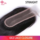 Queen Hair 6X2 HD кружевная застежка прямая средняя часть 100% человеческие волосы удлинители 2X6 полностью выровненные волосы для кутикулы