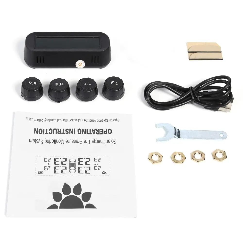 Автомобильные датчики TPMS с USB + на солнечной батарее часы ЖК-дисплей