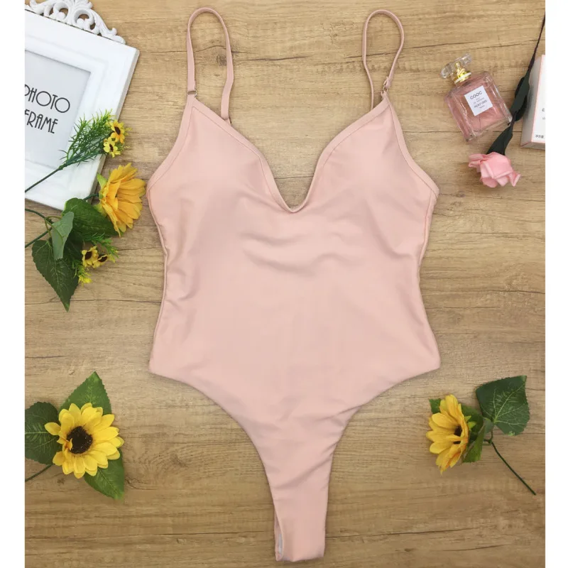 

Sexy Solid Color One-Piece Swimsuit Closed Female Large Size Swimwear Push Up Beach Body Women's Swimming Bathing Suit Pool Wear