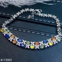 kjjeaxcmy fine jewelry natural colored sapphire 925 sterling silver new women gemstone hand bracelet support test classic