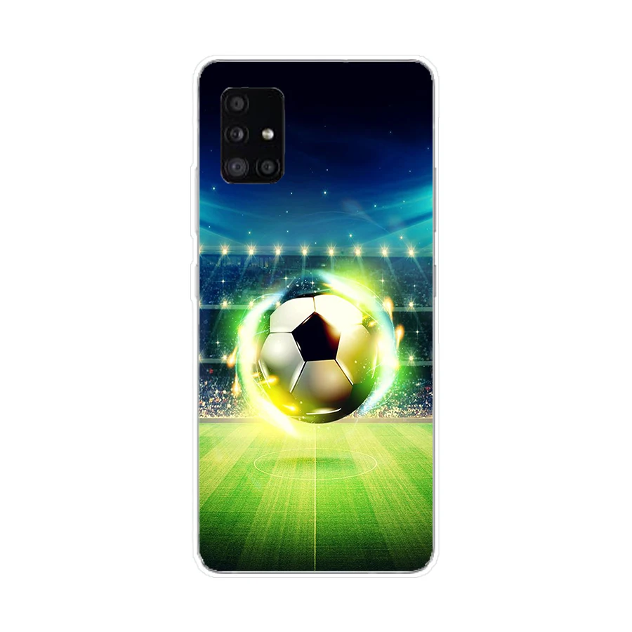 147SD Fire футбол мяч Мягкий Силиконовый ТПУ чехол для телефона Samsung Galaxy A01 A10 A31 A40 A41 A51