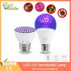 Ультрафиолетовая бактерицидная Светодиодная лампа GU10 E27 MR16 E14, УФ-лампа для дезинфекции, светодиодсветодиодный лампа для стерилизации 2835 SMD 220 в 240 в, светодиодный трафиолетовая Светодиодная лампа