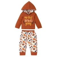 baby long sleeve top and trousers two piece set lovely casual hooded cotton clothes comfortable warm printing sets
