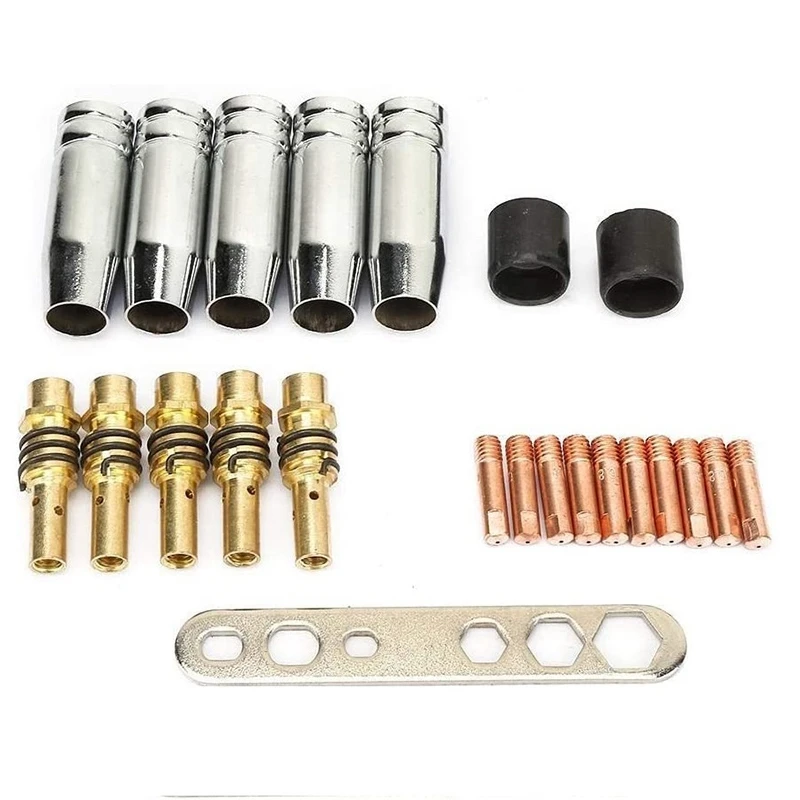 

23 шт Сварка проводящий наконечник защита сопла для Mb15 15Ak Сварка металлическим электродом в инертном газе фонарь расходные материалы аксесс...