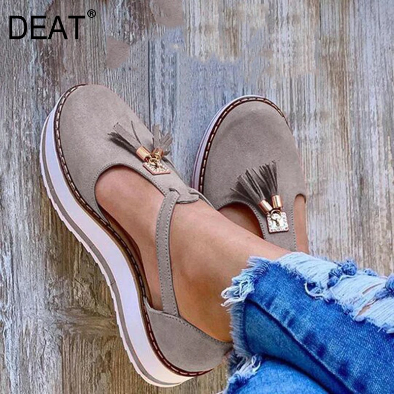 Женские сандалии на платформе [DEAT] черные из искусственной кожи с круглым носком