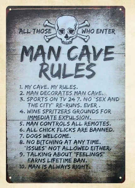 

All Those Who Enter Man Cave Rules metal tin sign discount unframed art