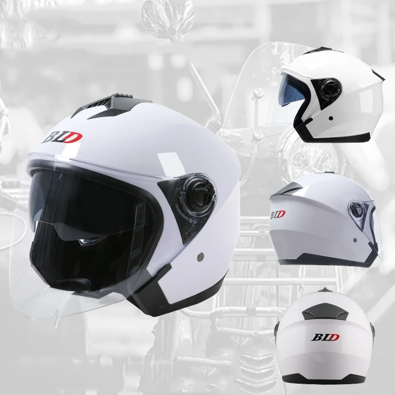 Классический мотоциклетный шлем ABS полузащитный с двойными линзами для женщин и