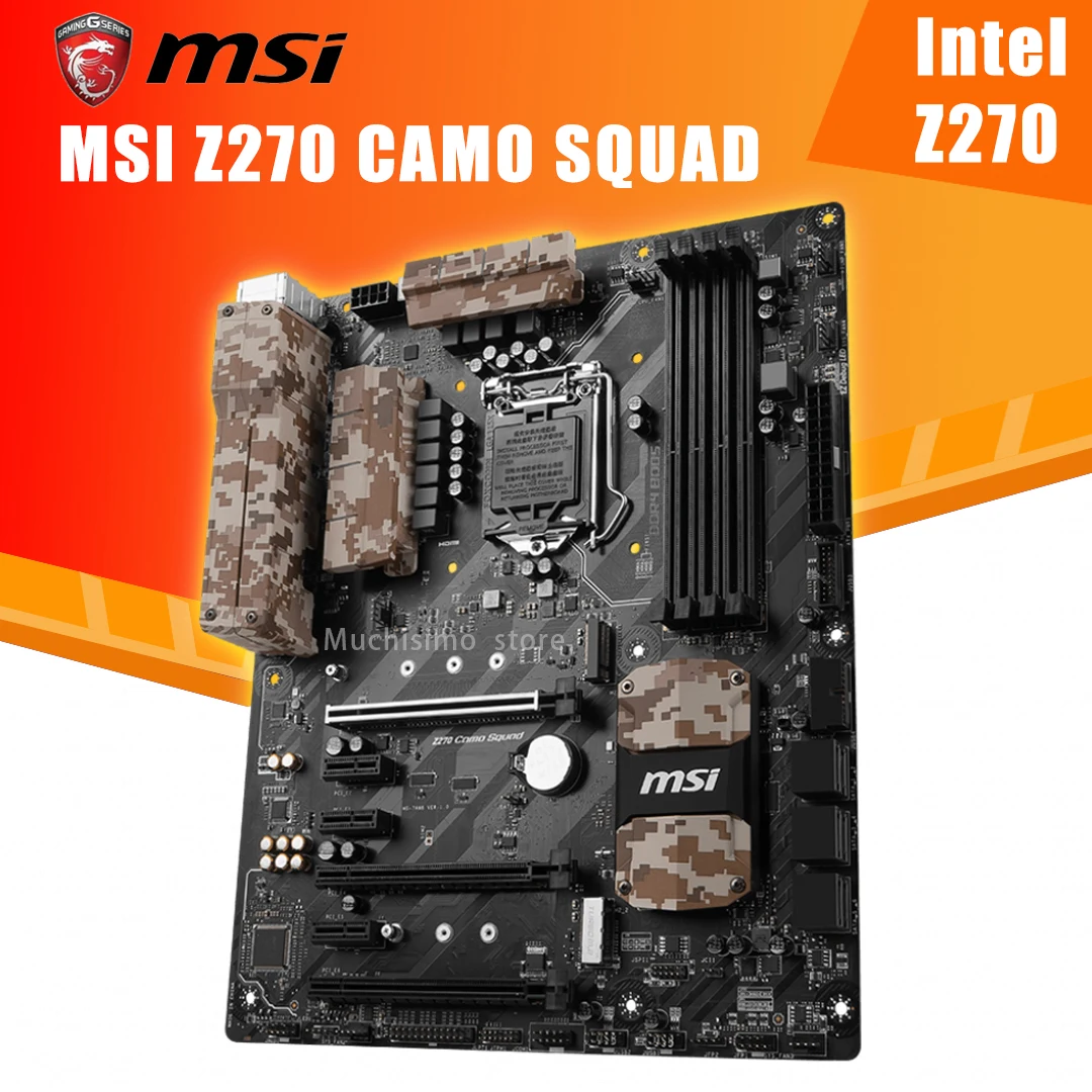 Verkaufen LGA 1151 DDR4 MSI Z270 CAMO SQUA Motherboard Intel Z270 Core I7/i5/i3/Pentium/Celeron 1151 Desktop Z270 Mainboard 64GB PCI-E 3,0