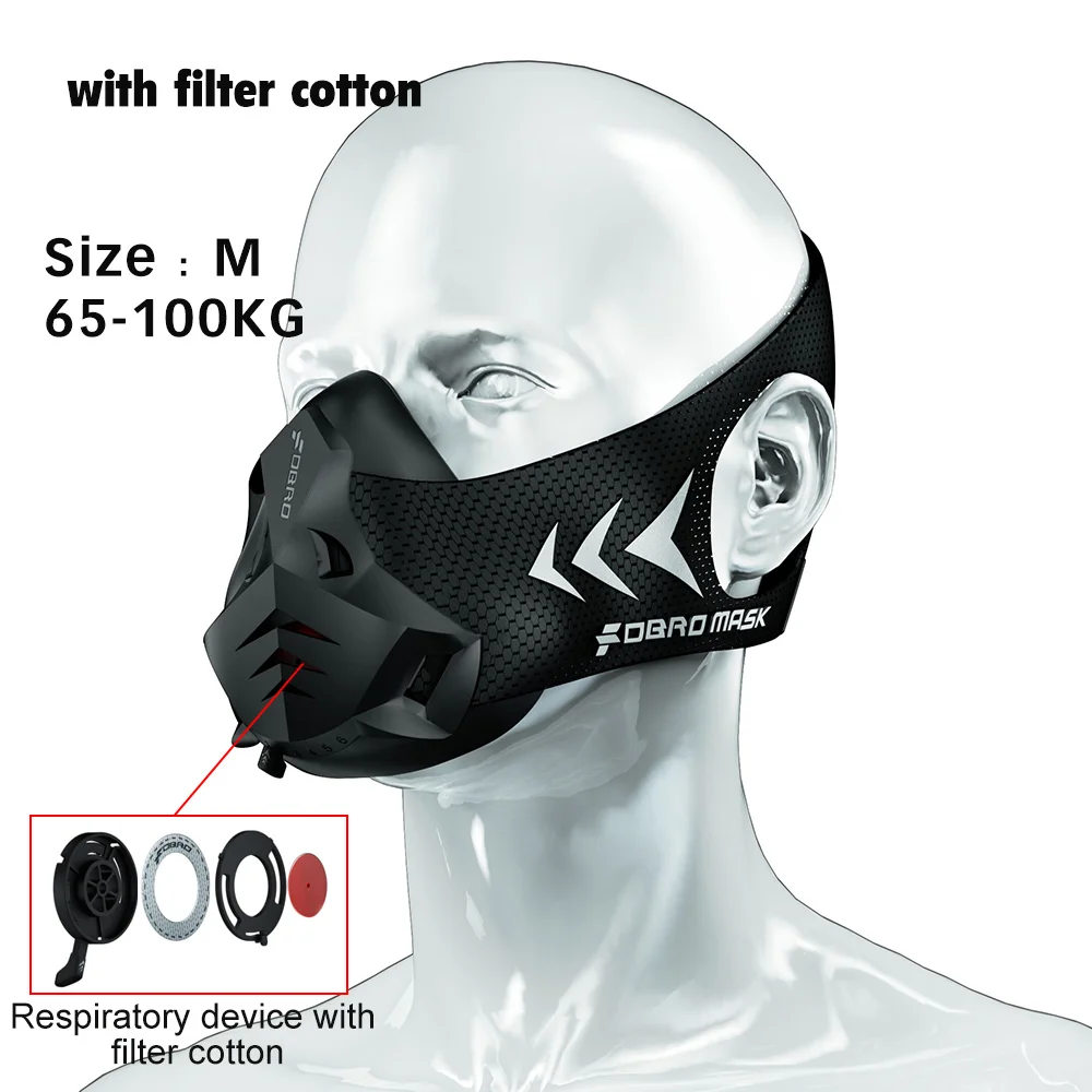 With Filter Cotton M FDBRO фитнес-тренировочная Спортивная маска Pro для упражнений, тренировок, бега, сопротивление, кардио, выносливость, спорт, высокая высота, Атлетическая маска - Цвет: With Filter Cotton M