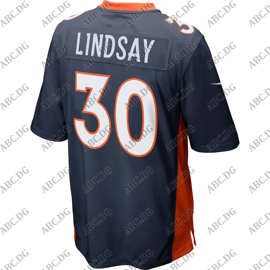 

Customized Stitch American Football Jersey Men Women Kid Youth Denver Phillip Lindsay Navy Alternate Game Jersey