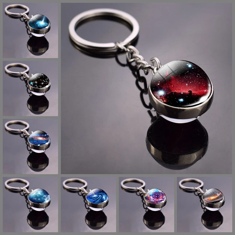 Брелок для ключей Galaxy со стеклянным шариком Ювелирное Украшение с кабошоном