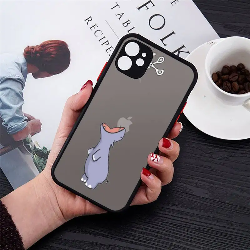 

Cute animal dinosaur Phone Case matte transparent For iphone 7 8 11 12 plus mini x xs xr pro max cover
