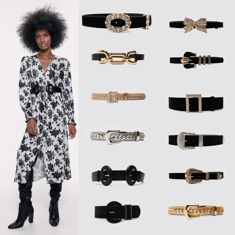 Винтажные цветные квадратные ремни ZA роскошные аксессуары для женщин яркие