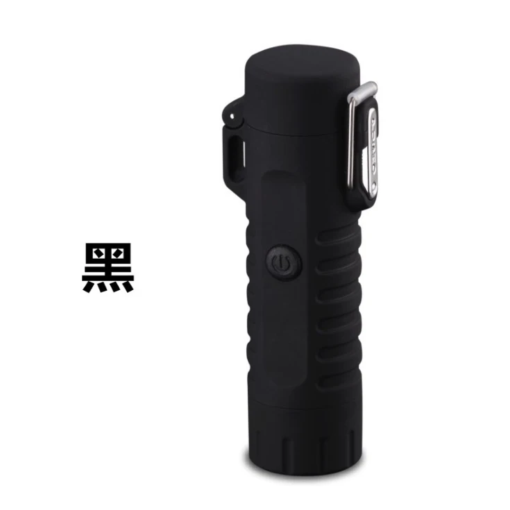 Водонепроницаемая Горячая USB электрическая двойная дуговая Зажигалка перезаряжаемая ветрозащитная Зажигалка сигарета двойная молния импульсный крест плазменный свет - Цвет: Черный