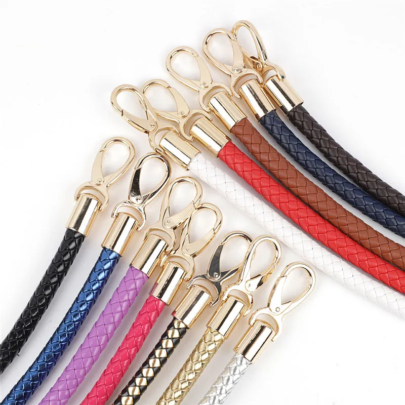 1Pair 60cm Imitation Leather PU Bag Hand Handle Black PU Braided Short Strap Handbag Shoulder Strap Belt DIY Bag Parts Accessory