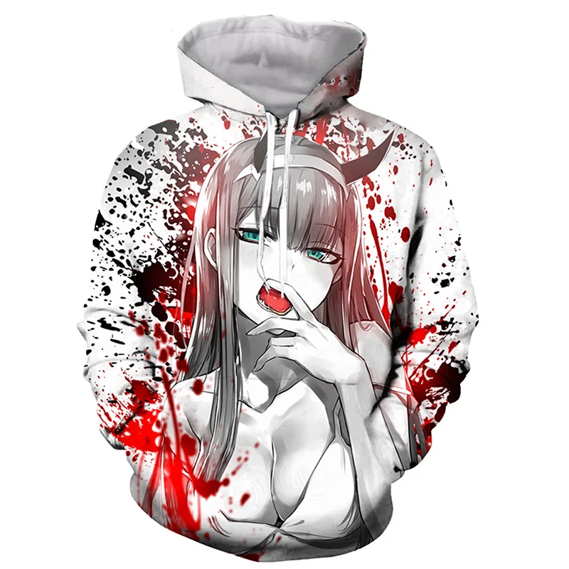 

Sudadera con capucha para hombre y mujer, con estampado 3D de Darling In The Franxx, ropa para parte superior masculina