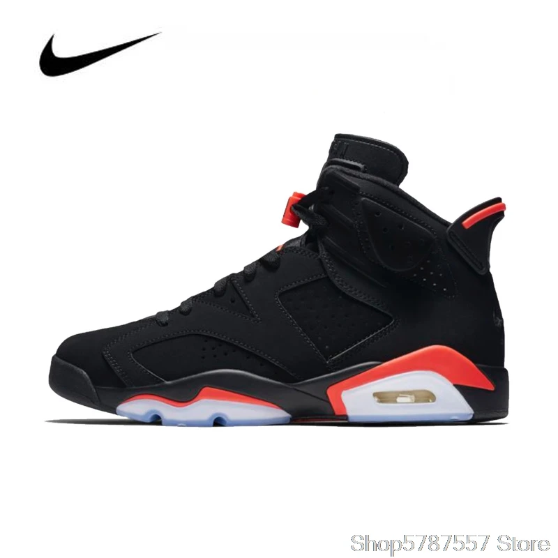Мужские баскетбольные кроссовки Nike Air Jordan 6 черные инфракрасные с высоким берцем