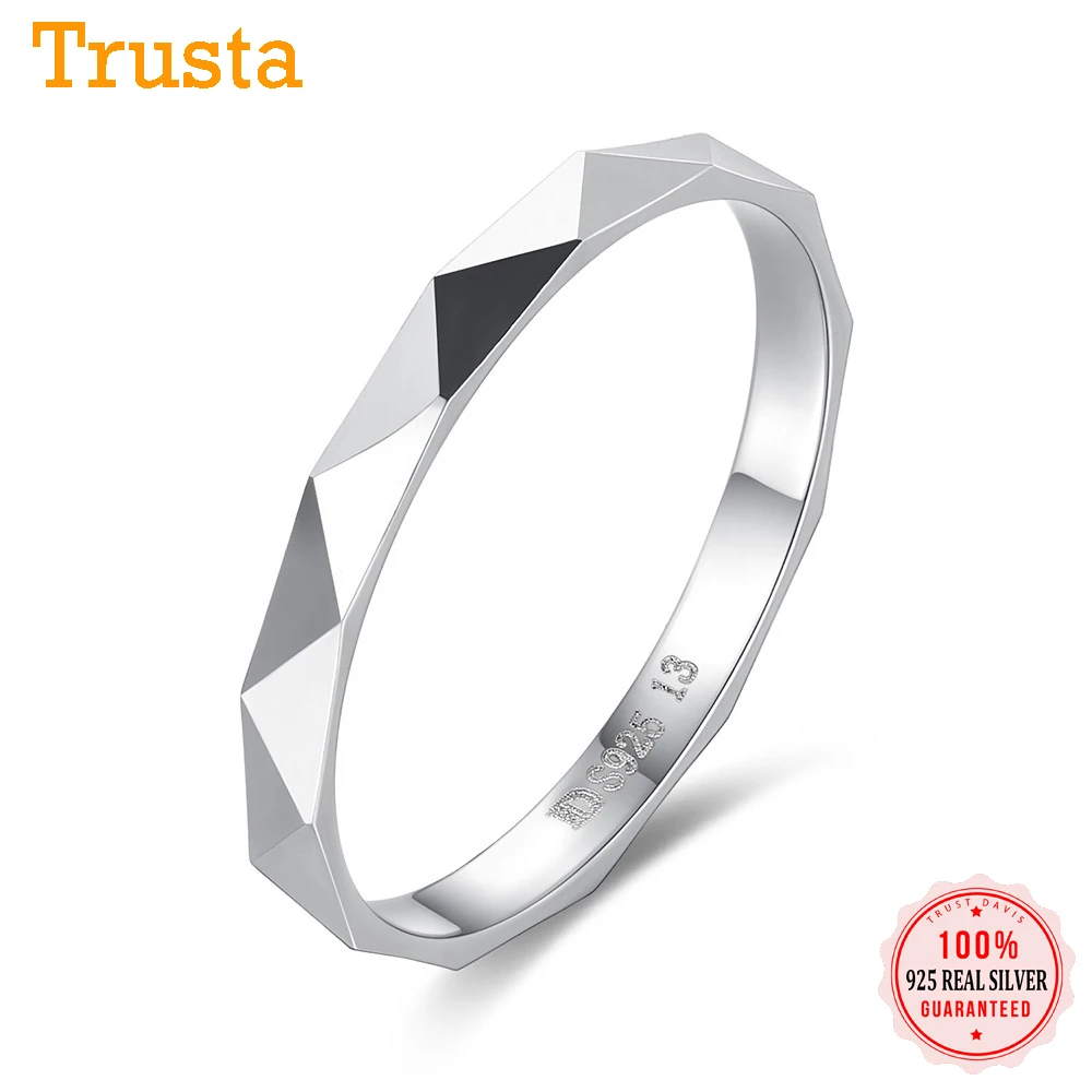 Trustdavis Настоящее серебро 925 пробы минималистичные модные треугольные кольца на