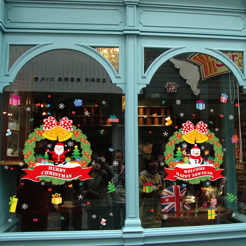 DIY рождественские наклейки на стену Санта-Клаус и снеговик гирлянда спальня