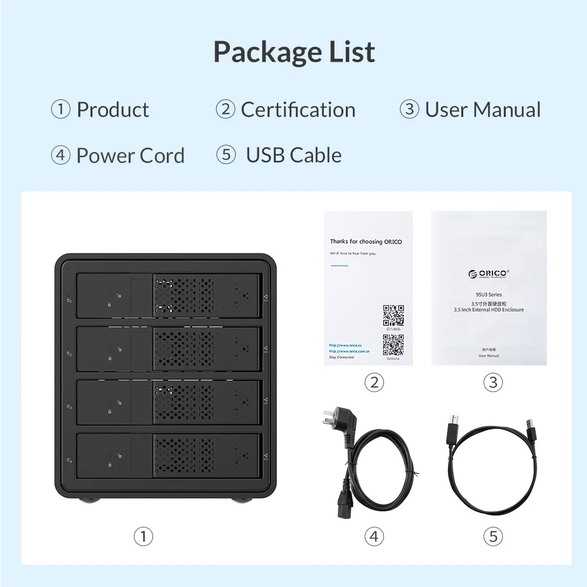 ORICO 4 Bay 3,5 ''USB3.0 HDD док-станция Поддержка 64 ТБ UASP с 150 Вт внутренний адаптер питания алюминиевый SATA к USB 3,0 чехол для HDD
