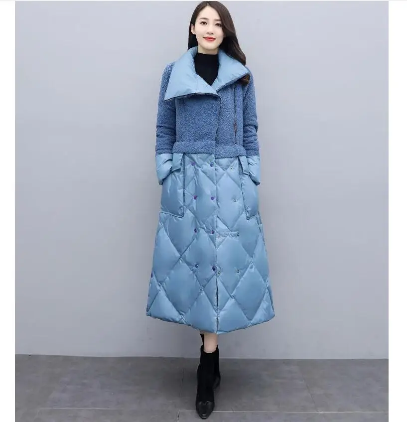 

Women's Winter Coat Jacket Fashion Thick Warm Lamb Wool Patchwork Cotton-padded Coat Long Parka Women's Waterproof Coat New Hot