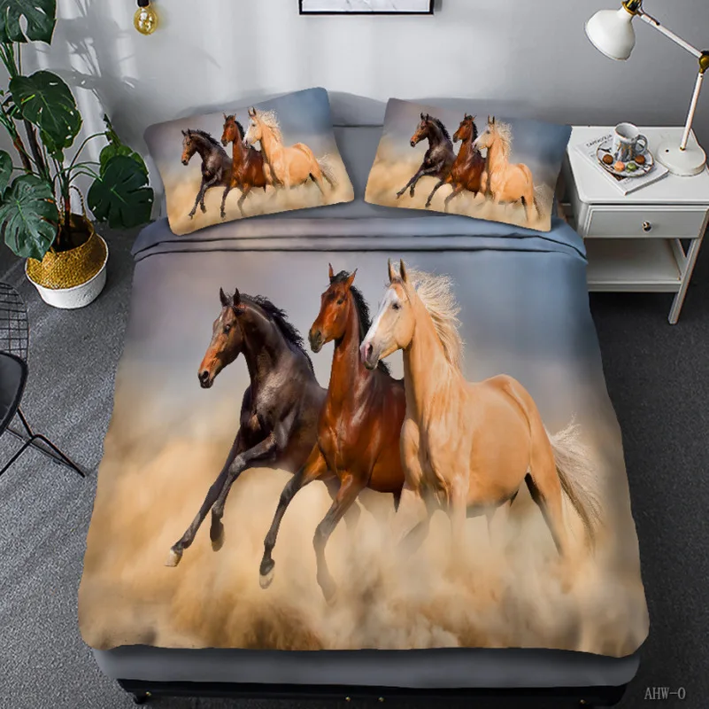 

Animal Horse Bedding Set Running Horse Duvet Cover Set Kids Bed Comforters Quilt Cover Nordic Bed Set Queen Size Home Textile