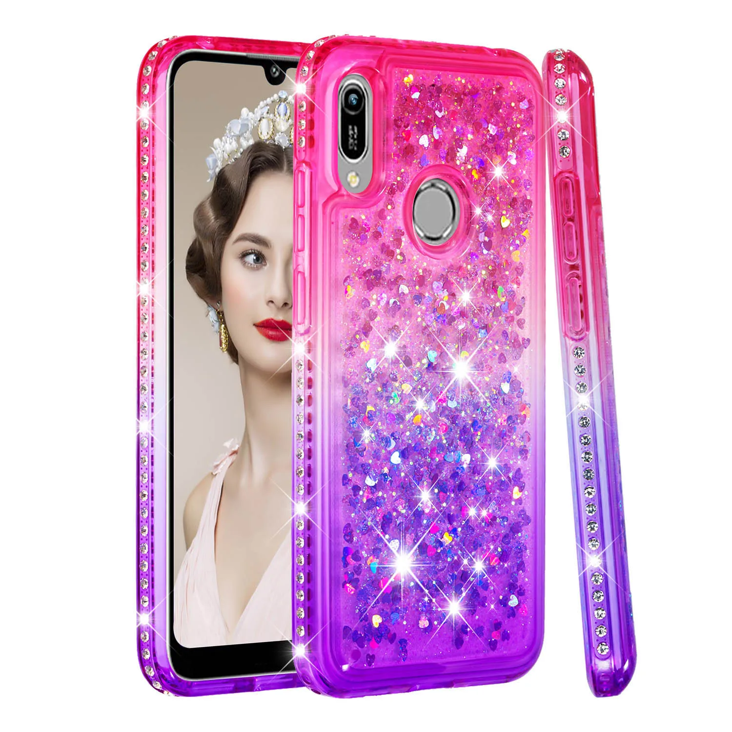 Блестящий чехол с градиентом и зыбучим песком для Huawei Honor 7A 8A 10i 10 Lite Enjoy 9 9S 7S 8E