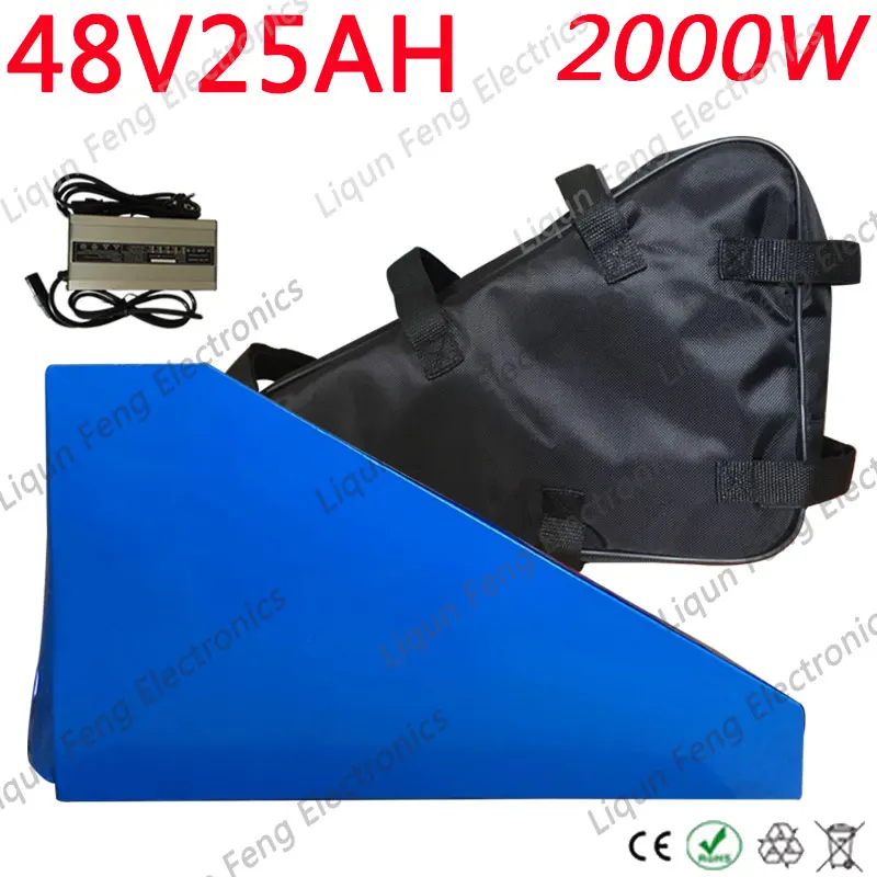 Литиевый треугольный Аккумулятор для электровелосипеда 48 В 13 а/ч 15 18 А/ч 20 25 1000 Вт