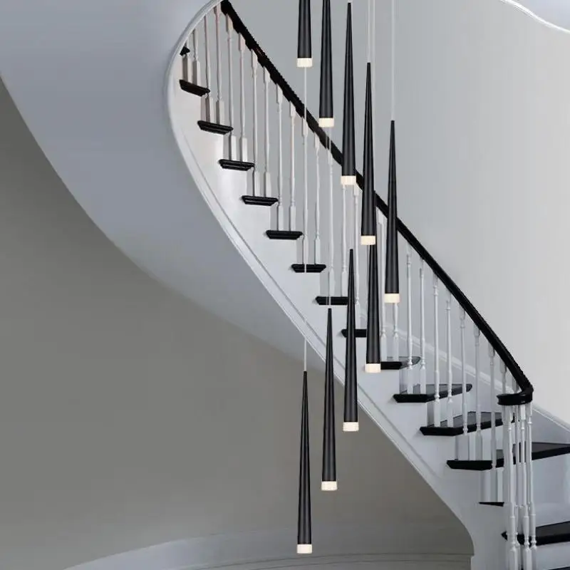 Длинный Античный Черный конусный подвесной светильник церковная спиральная