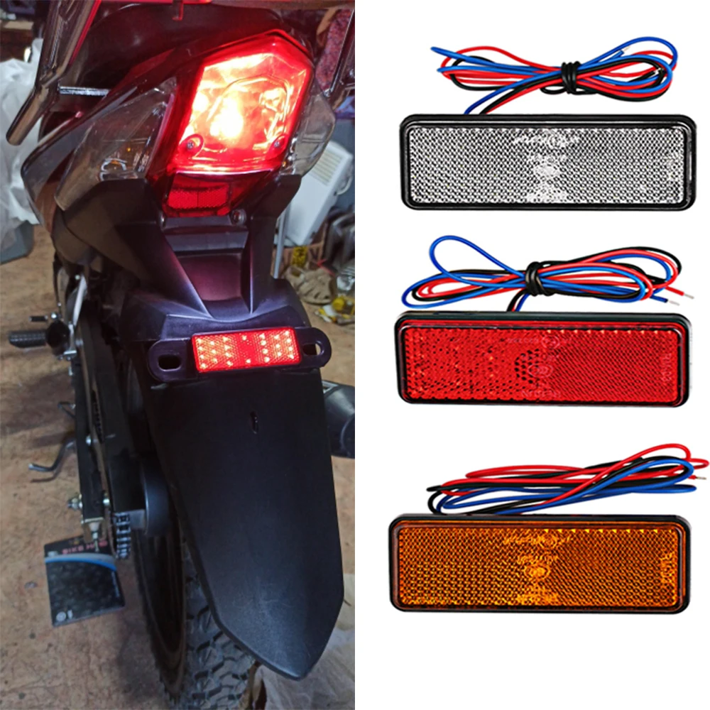 

1pcs 24LED Rectangle Motorcycle Reflector Tail Brake Turn Signal Light Lamp Car/ATV LED Reflectors/Truck Side Warning Lights