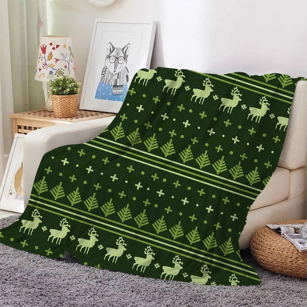 

CLOOCL Merry Christmas Blankets Christmas Tree 3D Christmas Elk Fashion Blankets Throw Plush Office Nap Quilt Sherpa Blanket