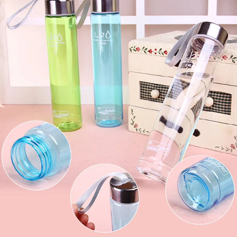 

2021 Portable Water Bottle Bike Sports Unbreakable 280ml Plastic Transparent Bottle Fruit Juice Drink Bottle Cycling Camping Cup