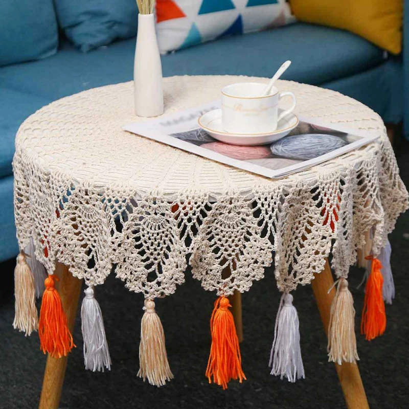 

New Tip Tablecloth Pastoral Round Tablecloth Home Embroidery Table Cover Rose Gold Towel Wall Hanging Home Decoration