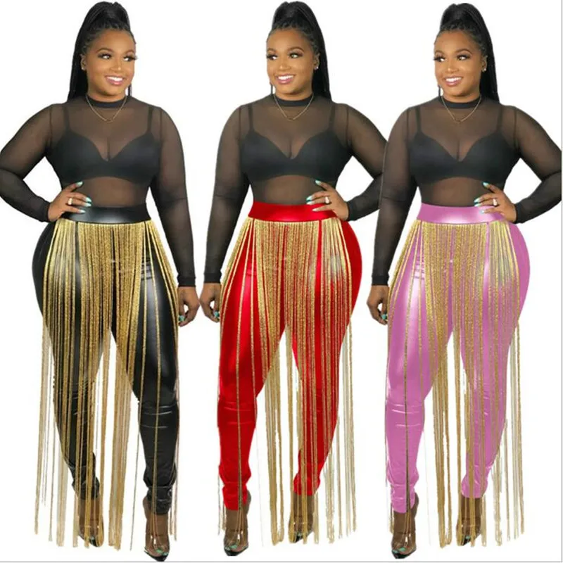 Зимние осенние женские сексуальные Клубные брюки с высокой талией из