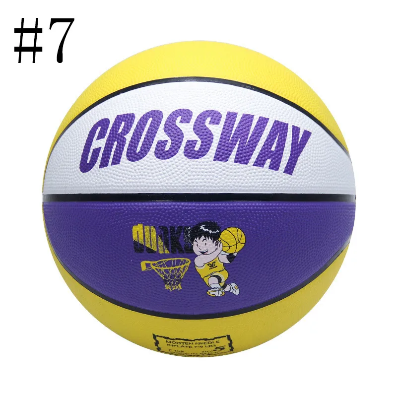 Purple yellow No. 7 Стандартный баскетбольный мяч CROSSWAY#2#3#4#5#6#7 для взрослых и детей, молодежное украшение на бал, резиновое обучение, соревнование для помещений и улицы - Цвет: Purple yellow No. 7
