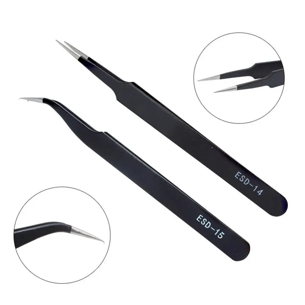 

2Pcs Nail Tweezers Rhinestone Picking Tool Lash Grafting Clip Eyelash Nipper Stainless steel Beauty New Curved Straight Makeup T