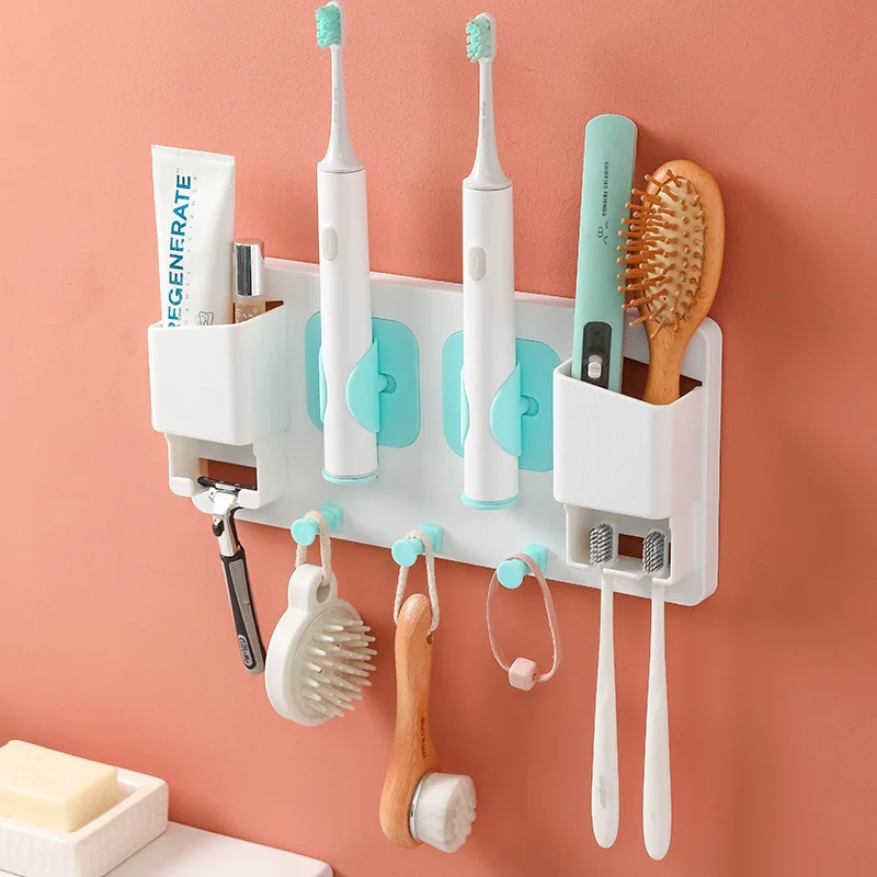 

New Toothbrush Holder Wall-mounted Razor Stand Home Decor Wall Tower Sundries Organizer Hooks Bathroom Toothpaste Storage Rack