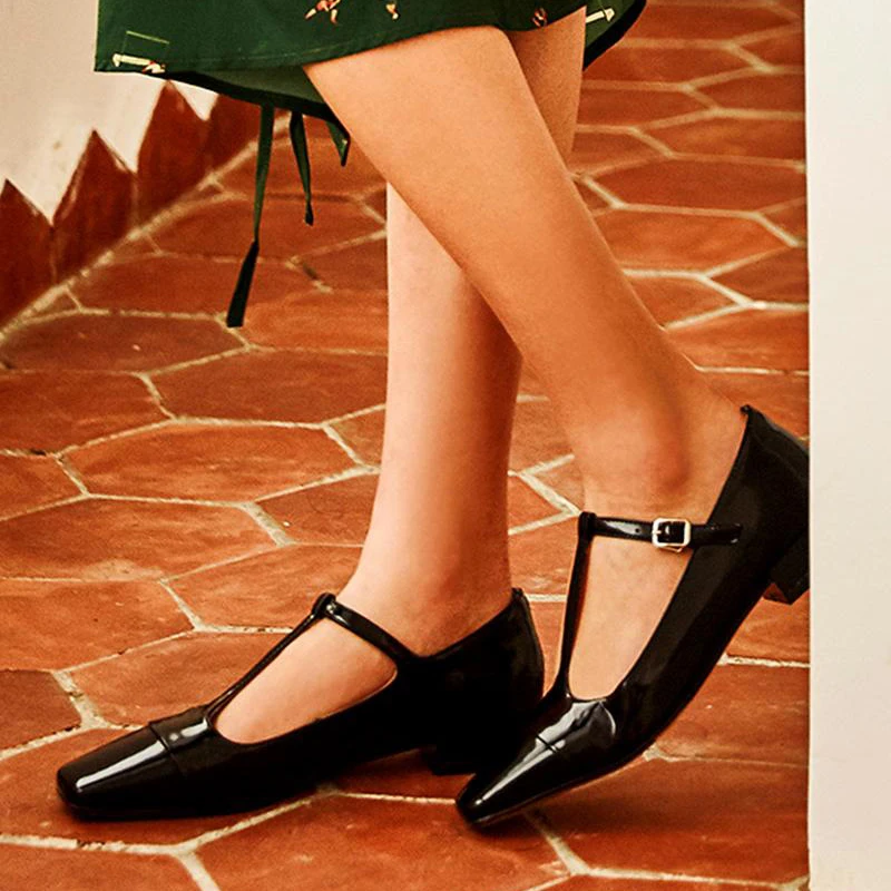 

2021 Women Shallow Buckle Fairy Wind Flat Female Elegant Square Toe Summer Shoes Ladies Solid Fashion Casual Footwear Plus Size